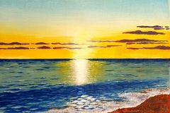 BEACH SUNSET: 12 x 10 inches -  £85.00